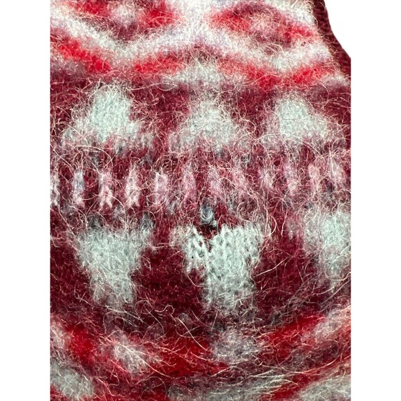 NWT ICEWEAR Scarf Nordic Fair Isle Pure New Wool Red Grey Made in Iceland - Picture 7 of 8